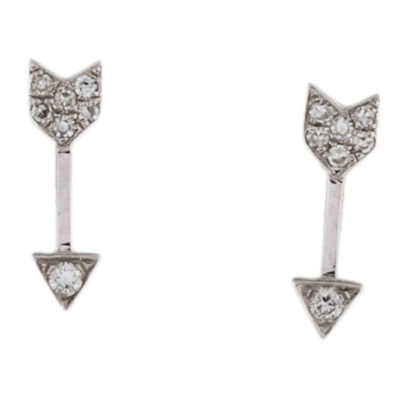 hot ef collection 14k white gold diamond arrow stud earrings